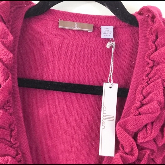 SOLD NWT Cullen 100% Cashmere Ruffle Cardigan - Picture 3 of 6